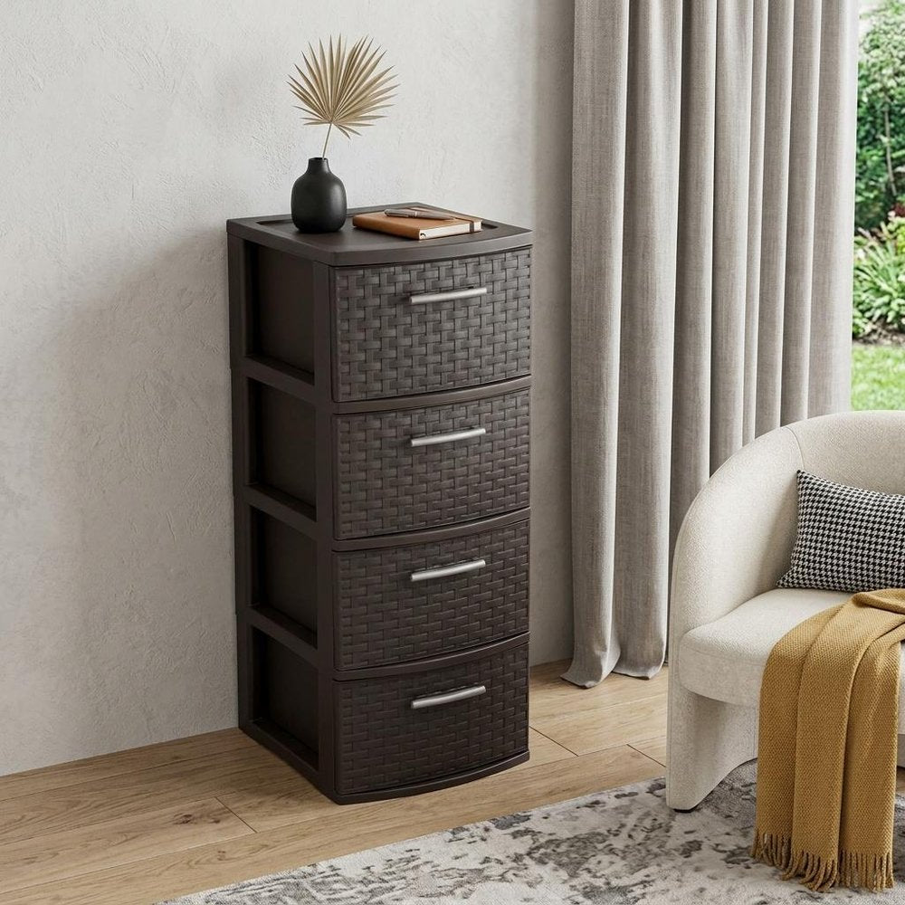 13" Espresso Heavy Duty Plastic Five Drawer Storage Cabinet