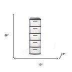 13" Black And Clear Heavy Duty Plastic Five Drawer Storage Cabinet