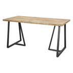 60" Brown And Black Wood And Steel Frame Base Dining Table