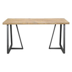 60" Brown And Black Wood And Steel Frame Base Dining Table
