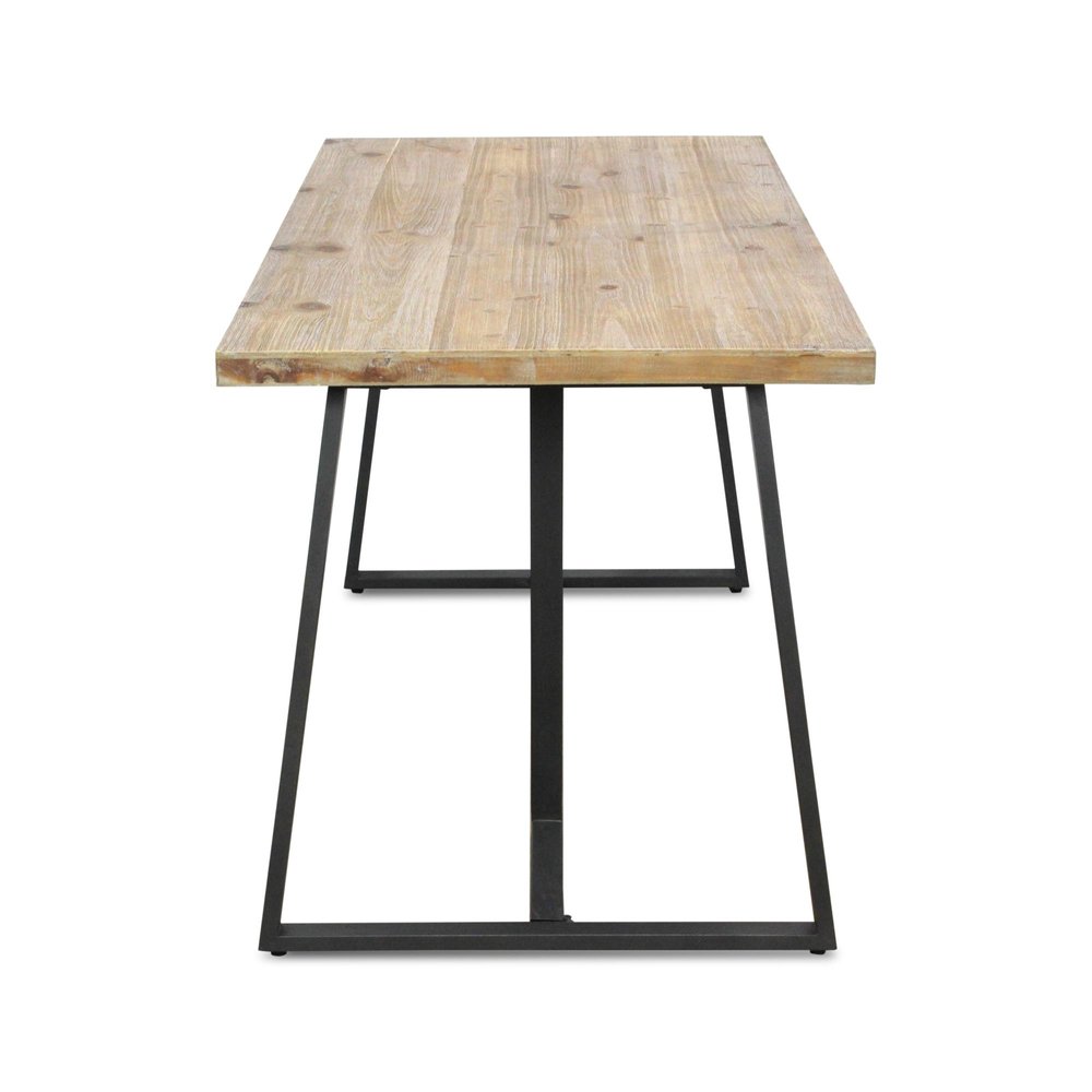 60" Brown And Black Wood And Steel Frame Base Dining Table
