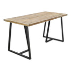 60" Brown And Black Wood And Steel Frame Base Dining Table
