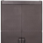 26" Espresso Plastic Square Inlaid Rattan Accent Cabinet With Two Doors