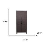 26" Espresso Plastic Square Inlaid Rattan Accent Cabinet With Two Doors