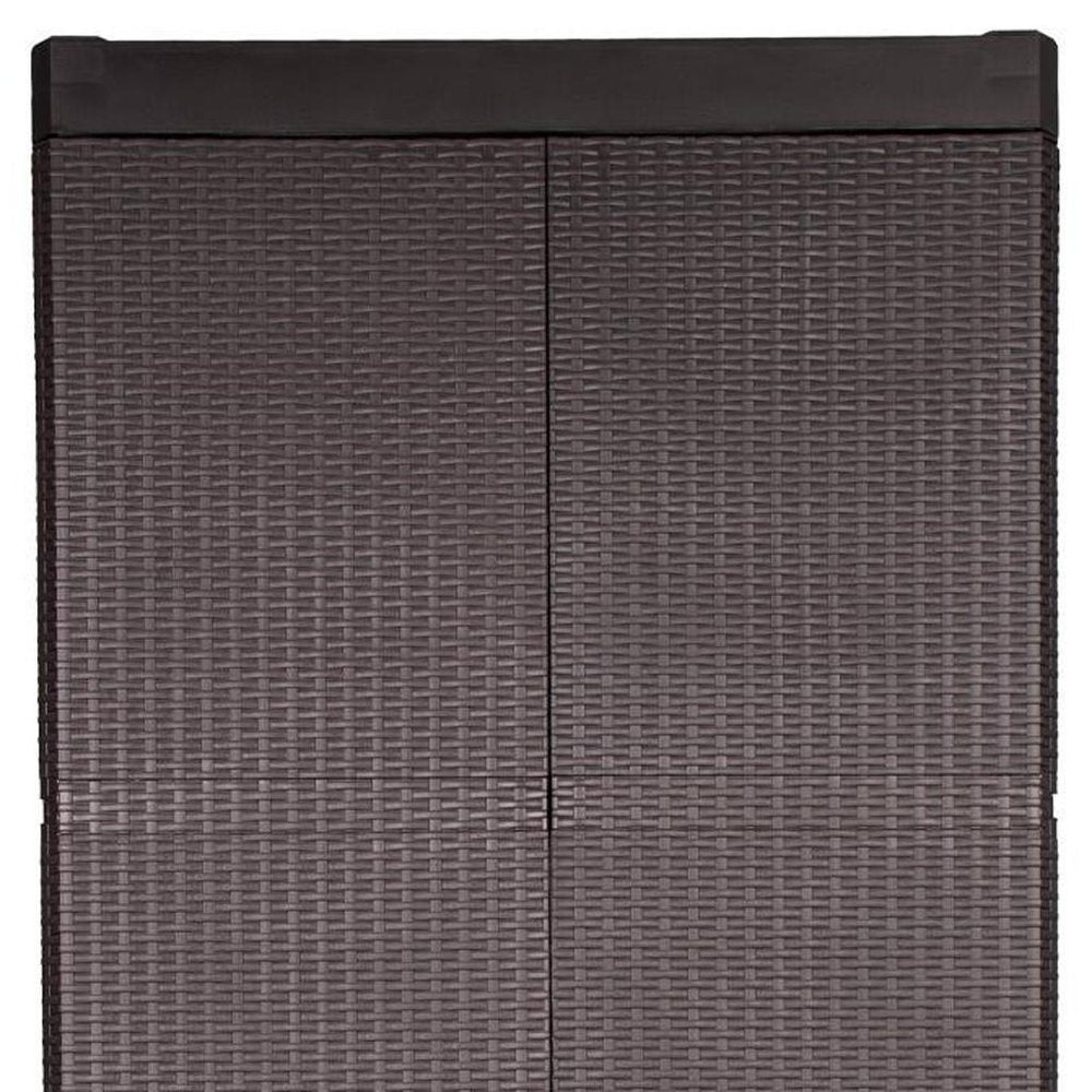 26" Espresso Plastic Square Inlaid Rattan Accent Cabinet With Two Doors