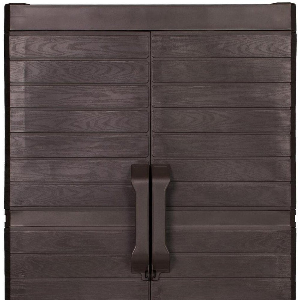 26" Espresso Plastic Square Paneled Accent Cabinet With Two Doors