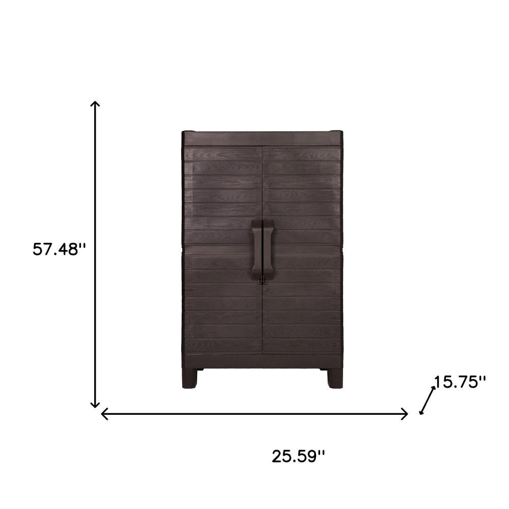 26" Espresso Plastic Square Paneled Accent Cabinet With Two Doors
