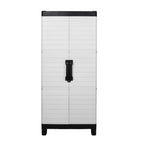 26" Gray Plastic Square Paneled Accent Cabinet With Two Doors