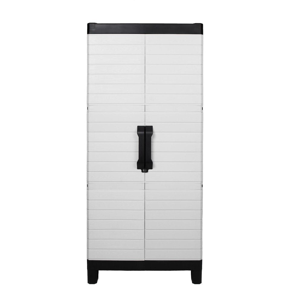 26" Gray Plastic Square Paneled Accent Cabinet With Two Doors