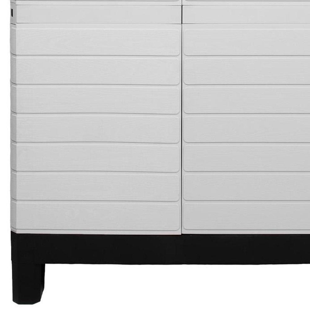 26" Gray Plastic Square Paneled Accent Cabinet With Two Doors