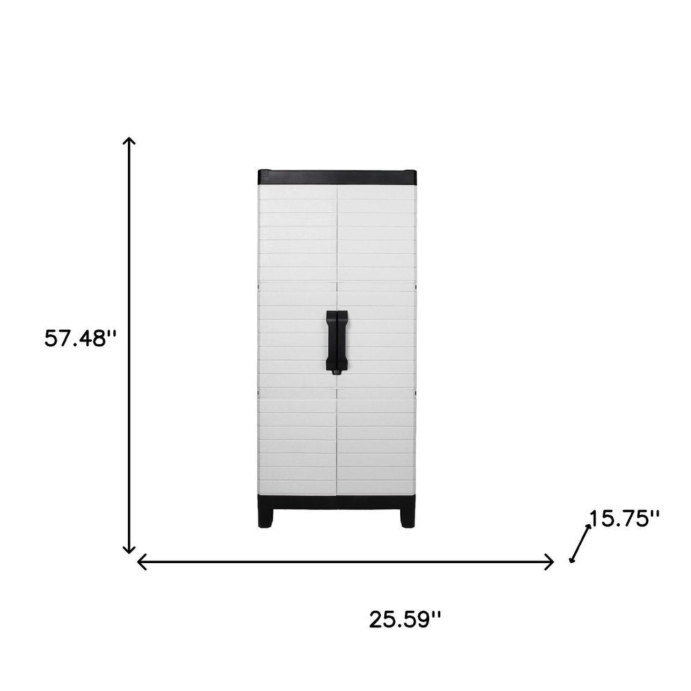 26" Gray Plastic Square Paneled Accent Cabinet With Two Doors