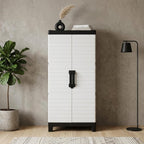 26" Gray Plastic Square Paneled Accent Cabinet With Two Doors