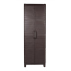 26" Espresso Plastic Square Paneled Accent Cabinet With Two Doors