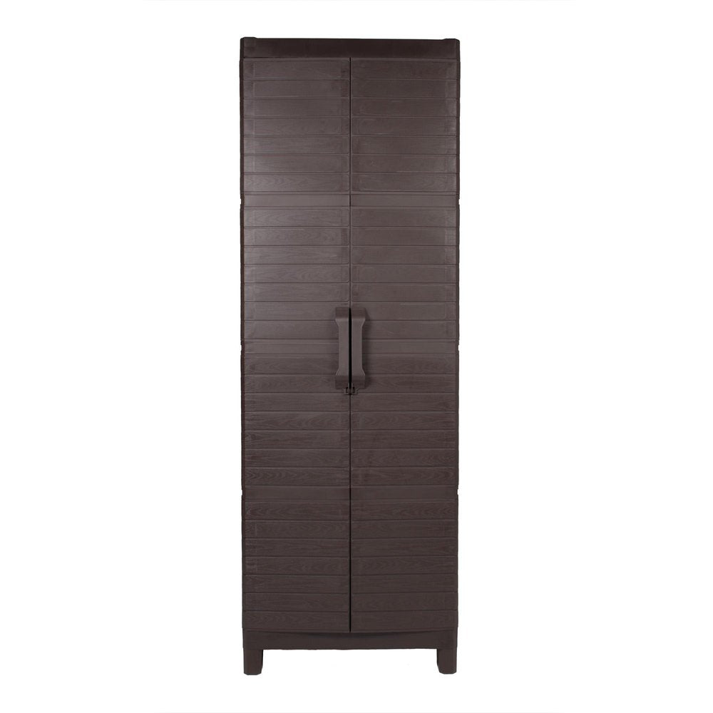 26" Espresso Plastic Square Paneled Accent Cabinet With Two Doors