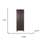 26" Espresso Plastic Square Paneled Accent Cabinet With Two Doors