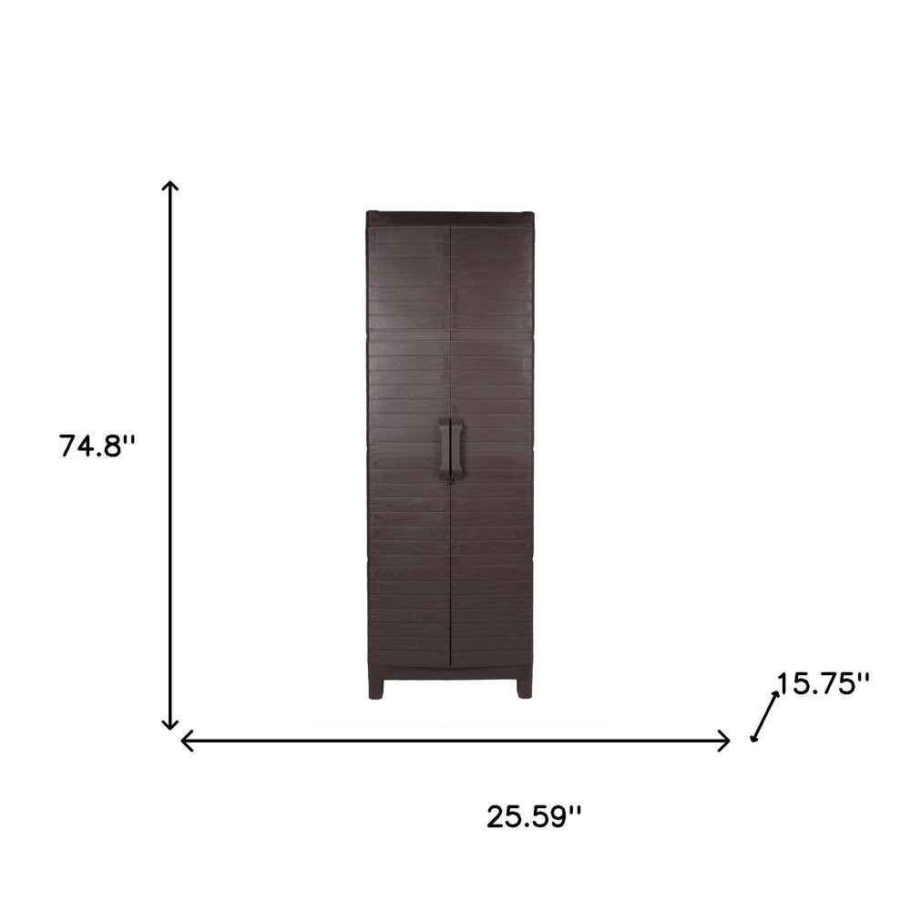 26" Espresso Plastic Square Paneled Accent Cabinet With Two Doors