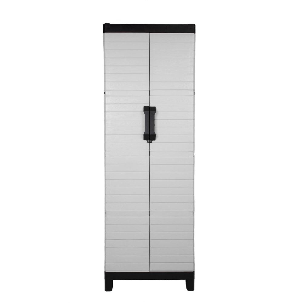 26" Gray Plastic Square Paneled Accent Cabinet With Two Doors