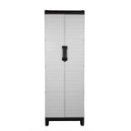 26" Gray Plastic Square Paneled Accent Cabinet With Two Doors