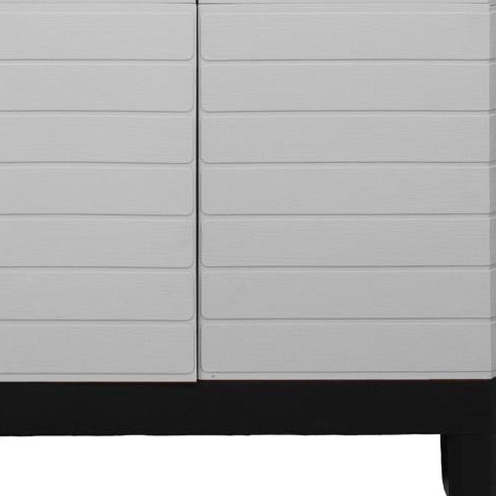 26" Gray Plastic Square Paneled Accent Cabinet With Two Doors