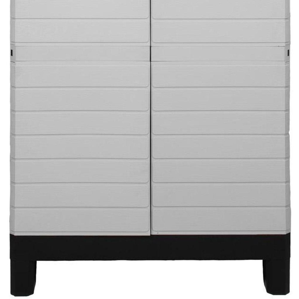 26" Gray Plastic Square Paneled Accent Cabinet With Two Doors