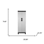 26" Gray Plastic Square Paneled Accent Cabinet With Two Doors