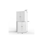 32" White Solid Wood Free Standing Four Door Linen Cabinet