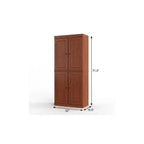 32" Coffee Solid Wood Free Standing Four Door Linen Cabinet