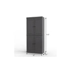 32" Gray Solid Wood Free Standing Four Door Linen Cabinet