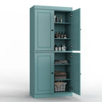 32" Aqua Solid Wood Free Standing Four Door Linen Cabinet