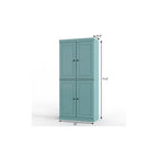 32" Aqua Solid Wood Free Standing Four Door Linen Cabinet