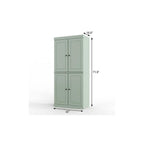 32" Sage Solid Wood Free Standing Four Door Linen Cabinet