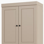 32" Beige Solid Wood Free Standing Four Door Linen Cabinet