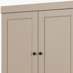 32" Beige Solid Wood Free Standing Four Door Linen Cabinet