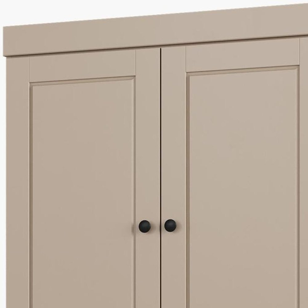 32" Beige Solid Wood Free Standing Four Door Linen Cabinet