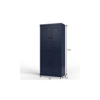 32" Navy Blue Solid Wood Free Standing Four Door Linen Cabinet