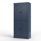 32" French Blue Solid Wood Free Standing Four Door Linen Cabinet