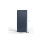 32" French Blue Solid Wood Free Standing Four Door Linen Cabinet