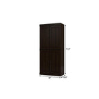 32" Espresso Solid Wood Free Standing Four Door Linen Cabinet