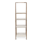 61" Brown And White Distressed Wood Four Tier Tier Ladder Bookcase