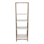 61" Brown And White Distressed Wood Four Tier Tier Ladder Bookcase