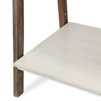 61" Brown And White Distressed Wood Four Tier Tier Ladder Bookcase