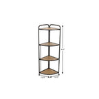 47" Brown Distressed Metal And Wood Four Tier Corner Bookcase
