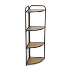 47" Brown Distressed Metal And Wood Four Tier Corner Bookcase