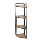 47" Brown Distressed Metal And Wood Four Tier Corner Bookcase