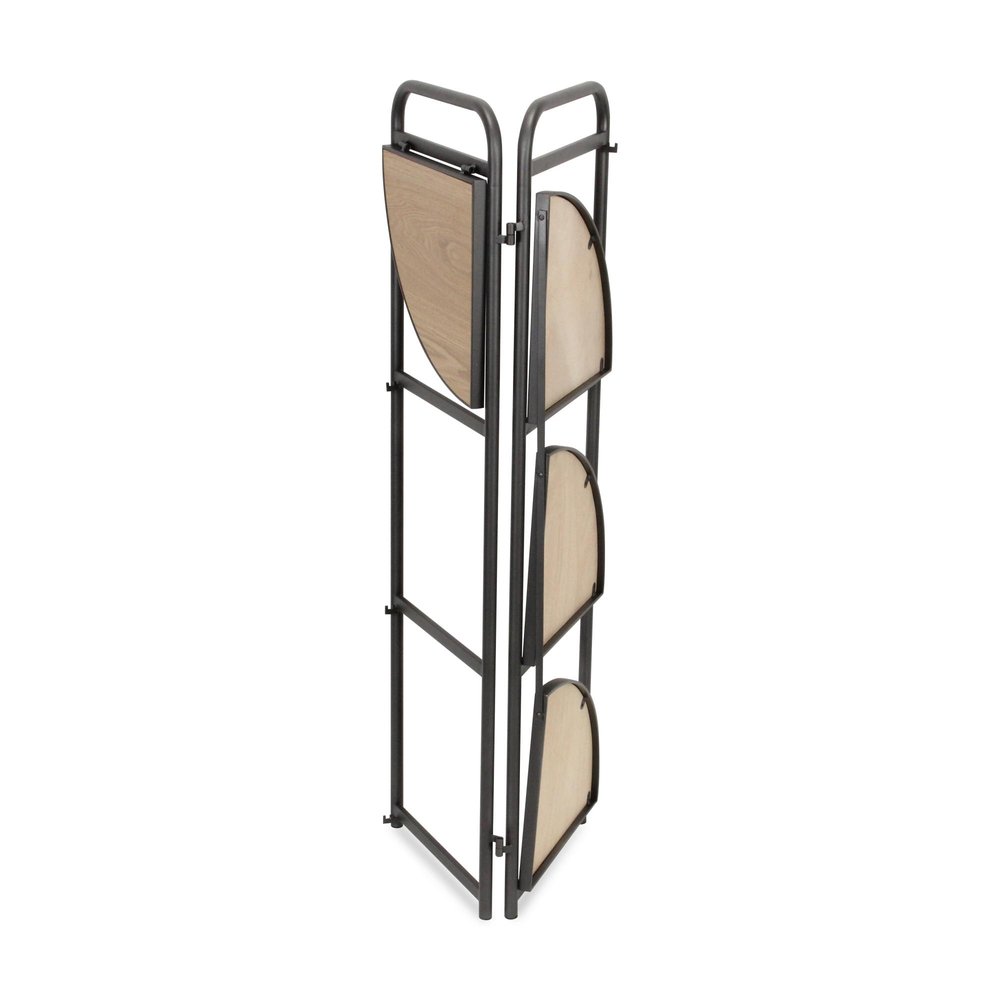 47" Brown Distressed Metal And Wood Four Tier Corner Bookcase
