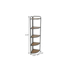 62" Black And Brown Metal and Wood Five Tier Corner Bookcase