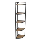 62" Black And Brown Metal and Wood Five Tier Corner Bookcase