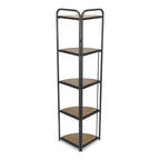 62" Black And Brown Metal and Wood Five Tier Corner Bookcase