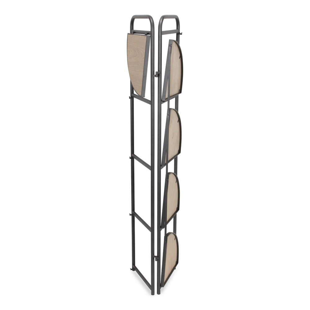 62" Black And Brown Metal and Wood Five Tier Corner Bookcase