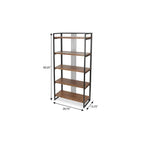60" Brown Distressed Metal And Wood Five Tier Etagere Bookcase